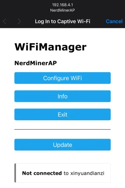 NerdMiner Setup Guide How-To Scan Wi-Fi Manager