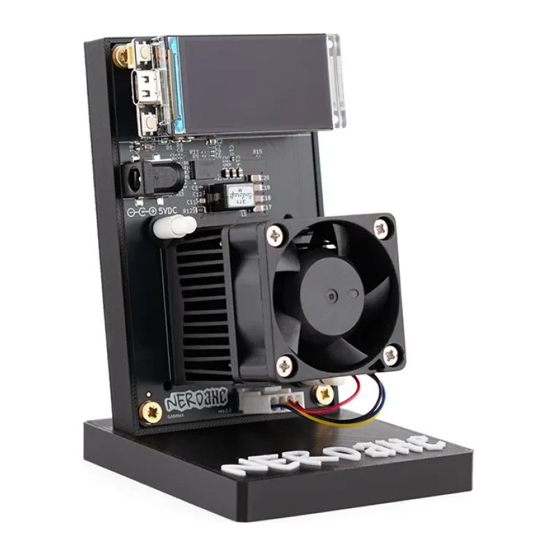 NerdAxe Gamma open-source Bitcoin miner black heatsink