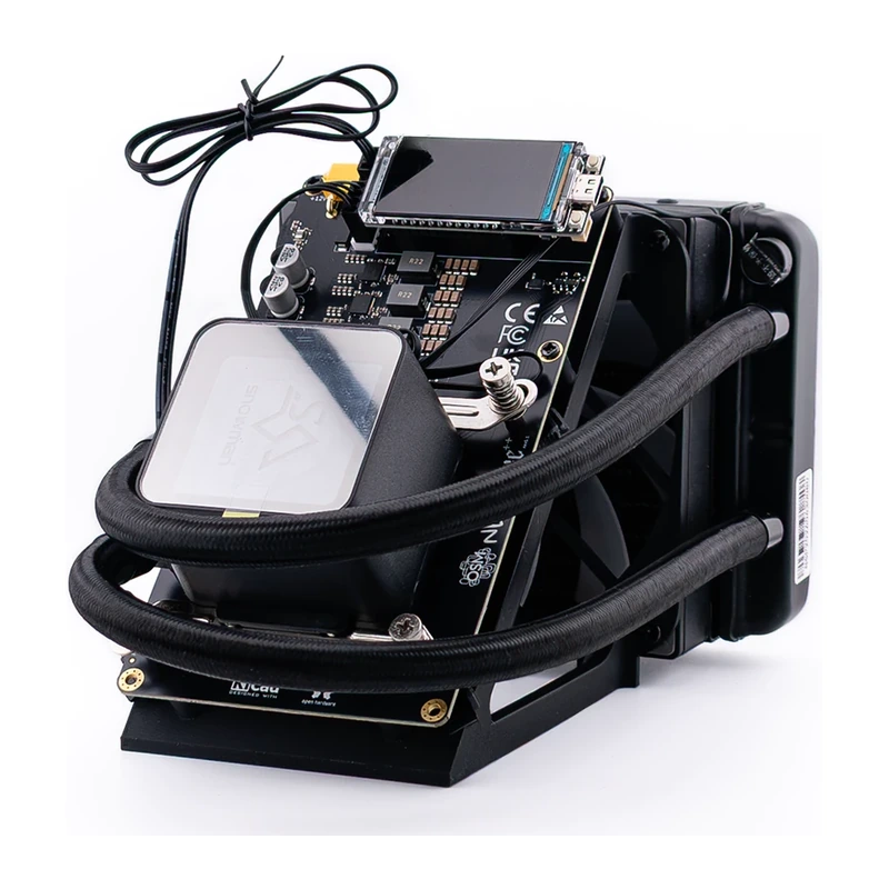 NerdQAxe++ Hydro Bitcoin miner with water cooling loop and radiator