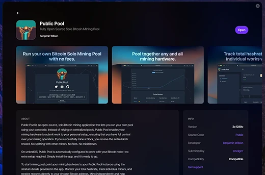 Public Pool app umbrel