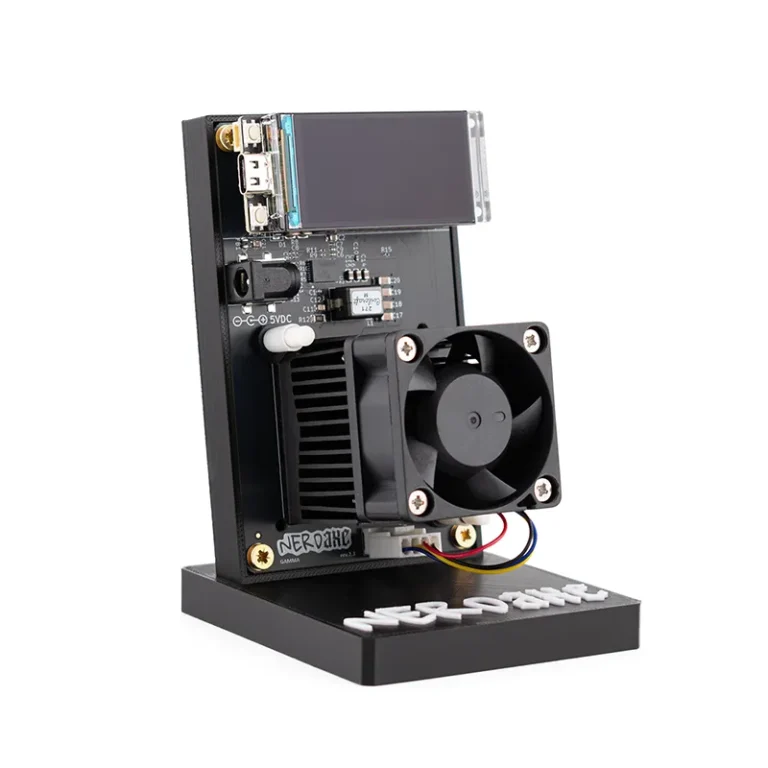 NerdAxe Gamma open-source Bitcoin miner black heatsink